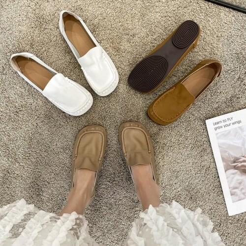 Womens Derby Shoes Female Footwear Casual Sneaker Shallow Mouth Autumn British Style Square Toe Leather Dress New Moccasin Fall