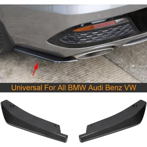Universal Car Rear Bumper Splitters for Benz W205 W176 For BMW M3 M4 For Audi A3 A4 A5 All Sedan ABS Carbon Look/ Glossy Black