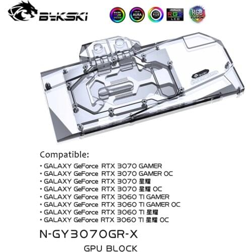 Bykski Water Block Use for GALAX GeForce RTX 3070 /3060Ti GAMER OC GPU Card / Full Cover Copper Radiator / RGB Light