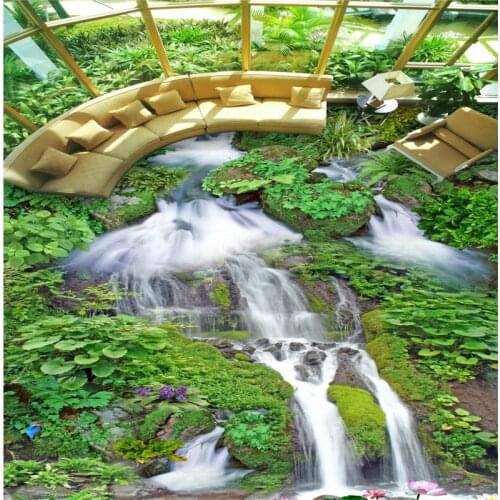 Wellyu Custom large-scale murals pvc waterproof HD natural beauty landscape 3d floor thick wear-resistant floor stickers