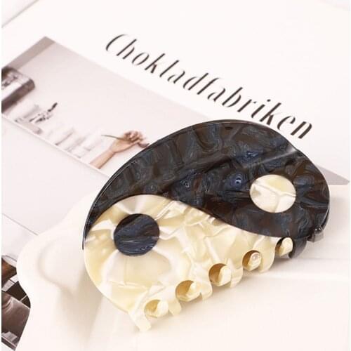 New Yin Yang Claws Acrylic Semicircle Square Black White Tai Chi Hair Clip Headwear for Women Makeup Bath Hair Accessories