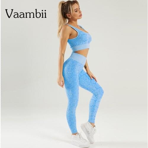 Woman Snake Workout Clothes Seamless Sport And Fitness Fashion Gym Leggings Set Womens 2 Piece Sportswear Female Clothing
