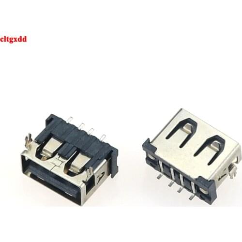 10PCS USB Connector Type A Female USB 2.0 AF10.0 4Pin 6.3mm Height Crimping SMT Black AF-08