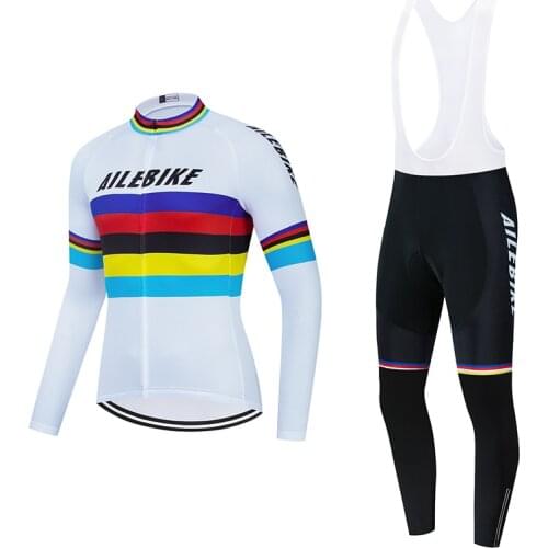 Team AILEBIKE Cycling Jersey Set 2021 New Men Pro Cycling Clothing Long Sleeve Winter Thermal Fleece Suit Bike Pants Maillot