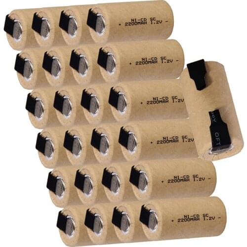 25 pieces SC batteries 2200mah 1.2v subc nicd battery random color