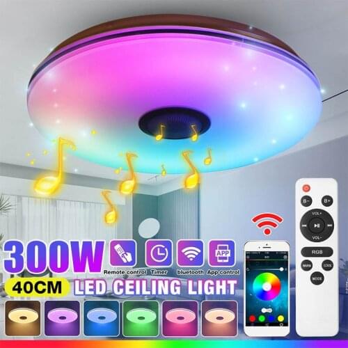 300W 40cm RGB Dimmable Music Ceiling Lamp Remote & APP Control Ceiling Light AC 85-265V Home bluetooth Speaker Lighting Fixture