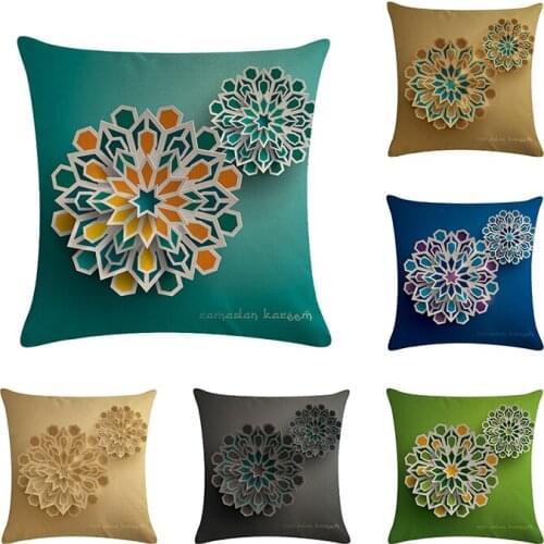 3D Flower Blue Background Pattern Pillow Case Linen Pillowcase Decorative Pillows For Sofa Seat Cushion Cover Home Decor ZY792