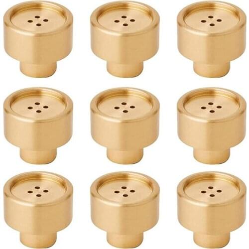 9PCS Drawer Pulls Brass Gold Knobs for Cabinets for Kitchen Cupboard Bedroom Furniture Door (Button Shape with Screws)