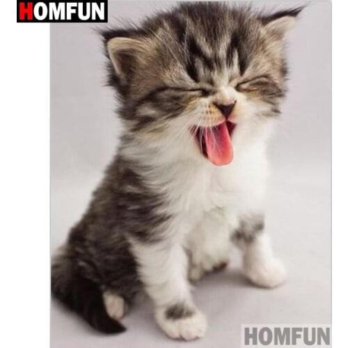 HOMFUN 5D Diy Diamond Painting Cross Stitch "Animal cat landscape" Home Decor Full Rhinestones Inlay Diamond Embroidery A27721