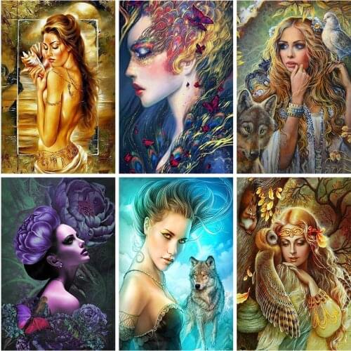 MUXUN 5D DIY Diamond Painting Beauty Woman Diamond Embroidery Animals Cross Stitch Rhinestone Mosaic Home Decor Mural Art Gift