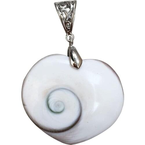 Free Shipping Women Fashion Jewelry Beautiful Pink White Mother of pearl Shell Heart Snail Pendant Bead 1pcs C8701