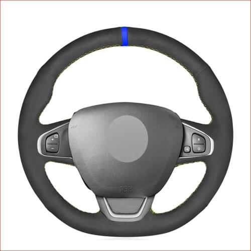 Black Suede Leather Steering Wheel Cover for Renault Clio 4 (IV) Kaptur Captur 2016-2019