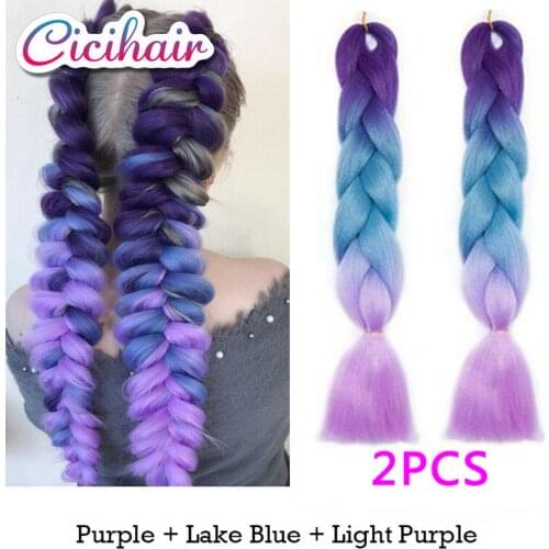 CICIHAIR Jumbo Braid Synthetic Braiding Hair Ombre Jumbo Hair Extension For Women DIY Hair Braids Pink Purple Yellow Gray 24Inch
