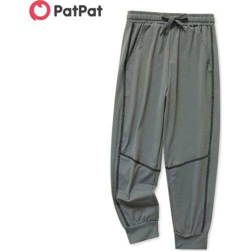 PatPat Kid Boy Ice Silk Drawstring Elasticized Casual Pants Sporty Sweatpants with Pocket