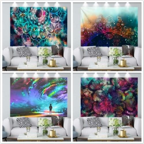 Retro Tapestry 300*150cm Nodic Style Colorful Sky Mandala Tapestry Wall Hanging Blanket Home Wall Decor Multifunctional Cover