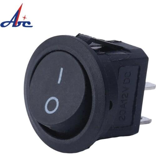KCD1-101-5 ON/OFF Round Head Snap in 2 pins Mini Toggle Switch Black Head 10A 125vac/6A 250V Mini Rocker Switch