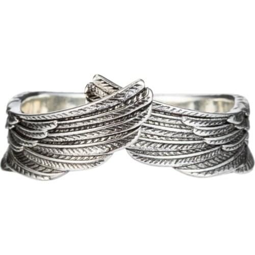 Anillos Punk Style Wing Open Ring Hip-hop Rock Women Men Ring Couple Ring Adjustable Ring Gothic Angel Wing Кольца 2021 Тренд