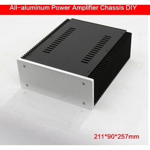 KYYSLB 211*90*257mm Pre-amplifier Chassis All Aluminum Blank Case Power Supply Shell Audio Amplifier Box with Radiator