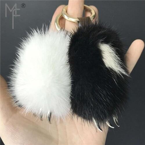 Magicfur - Real Mink Fur Cute little Claw Wolf Panda Claw Ball Pom pom Handbag Charm Keychain Car phone Key Ring Pendant