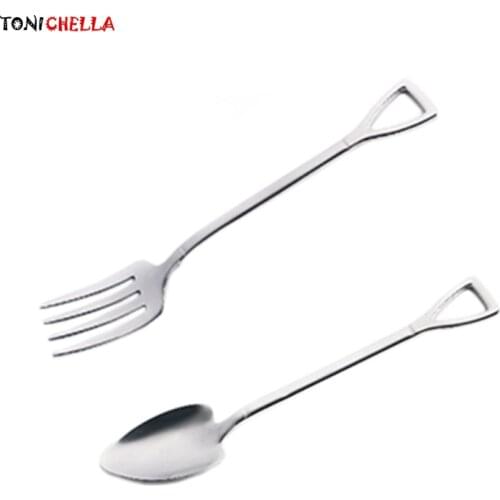 Infant Tableware Set Baby Food Feeding Fork Spoon Children Stainless Steel Dinnerware Kids Training Flatware Smooth Edge T0619