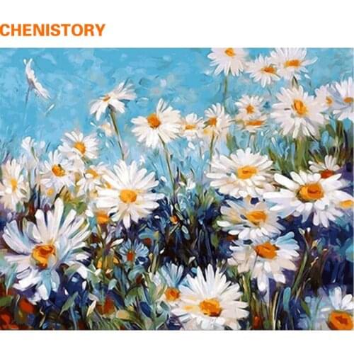 CHENISTORY Frameless Chrysanthemum DIY Painting By Numbers Modern Wall Art Canvas Hand Painted Oil Painting For Home Decor 40x50