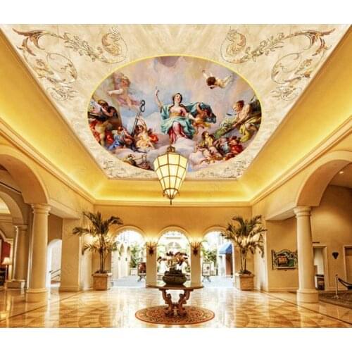 Custom Large Ceiling Mural Wallpaper 3D Luxury European characters Landscape Photo Mural Hotel living room Ceiling Wallpapers