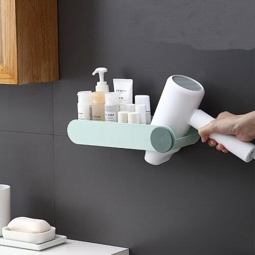 Wall Mounted Universal Hair Dryer Holder Bathroom Supplies Organize Storage Rack Shelf Punch-Free Hair Dryer Bracket