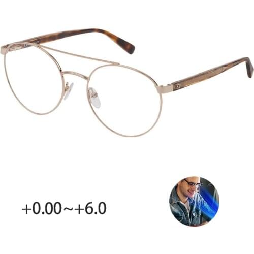 Germany Top Brand Blue Light Blocking Reading Glasses Women Round Gold