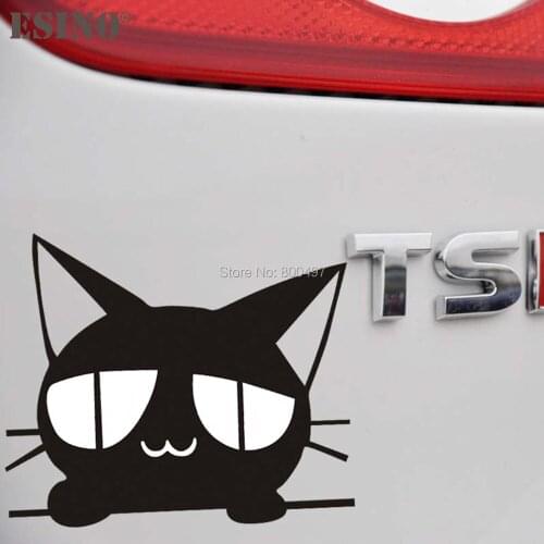 Newest Design Cartoon Car Styling Funny Lovely Black Cat with Big Eyes Decal Decoration Car Accessories Sticker Decal Vinyl