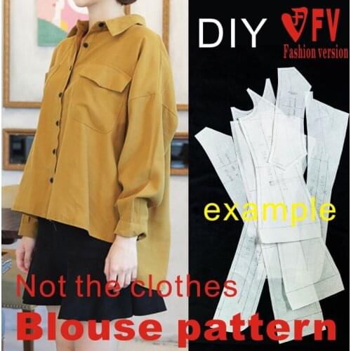 New style womens shirt clothing pattern Han Chao fall shoulder casual loose top sewing drawing BCY-77