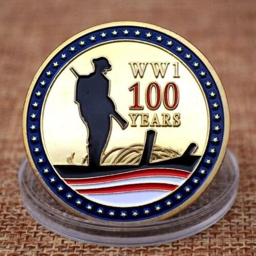 Commemorative Coin for the 100th Anniversary of the Armistice of the First World War Gold-plated Paint Badge Crafts Collectibles