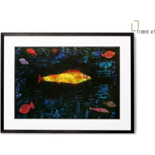 Paul clee framed artwork the gold fish aluminum picture frame with matboard plexi glass