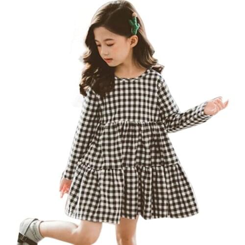 Dress For girls Big Bow Girls Dress Casual Plaid Dress Girl 2020 Autumn Spring Kids Dresses For Girls 6 8 10 12 14