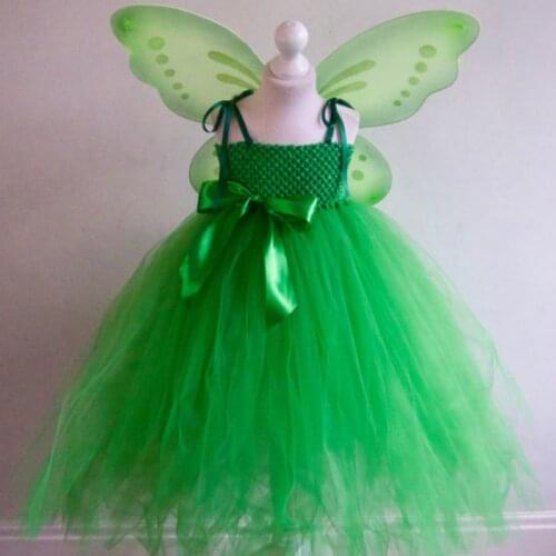 Dress + Wings Fairy Princess Girls Tulle Tutu Dress with Wings Set Fairy Baby Girls Halloween Party Costume Outfit