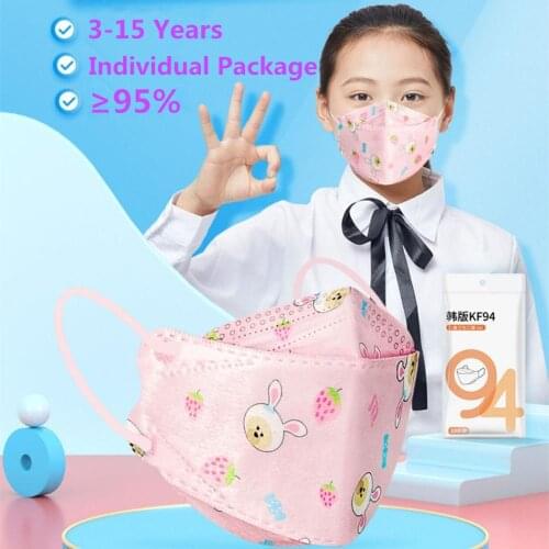 50Pcs 3D Design 4-15 Years Child & Kids And 0-3 Years Baby KN9 5 Respirator Individual Package Three-layer Filter Mask Wedding