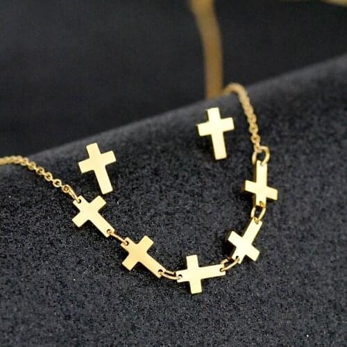 Butterfly Earring Necklace Jewelry Sets For Women Men Stainless Steel Gold Clover Star Cross Choker Fashion Jewelry