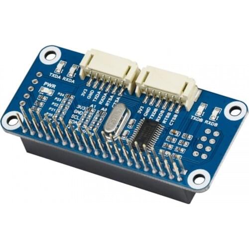 Serial Expansion HAT for Raspberry Pi, I2C Interface, Provides 2-ch UART and 8 GPIOs