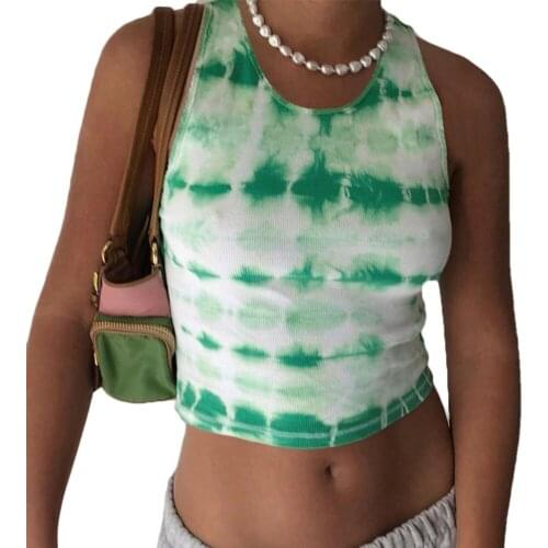 Fashion Women Ladies Sexy Tie-dye Tank Tops Sleeveless O neck Tops Summer Slim Casual Slim Clothes