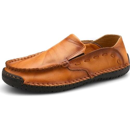 Luxury Leather Business Mens Driving Shoes Handmade Sewing Mens Casual Shoes Comfortable Breathable lining Soft Bottom Shoes