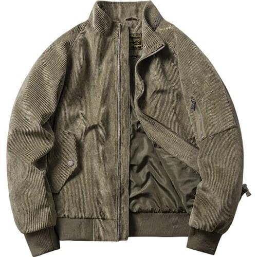 Corduroy Bomber Jacket Men Spring Autumn Military Air Force Jackets Male Slim Fit Windbreaker Pilot Coats M-5XL Chaquetas Hombre