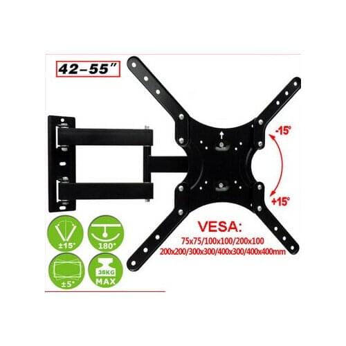42-55" TV Mount Bracket Retractable Full Motion 3Arms LCD Wall Mount VESA 400mm