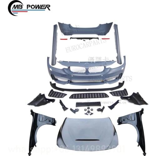 High quality 3 series F30 M3 style bodykit for F30 to M3 style with front bumper fender ducts hood scoop F30 M3 style kit