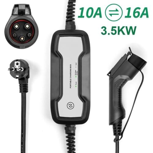 Type 1 EV Charging Box Cable SAE J1772 Switchable 10/16A Schuko Plug Portable Electric Vehicle Car Charger EVSE Charging Station