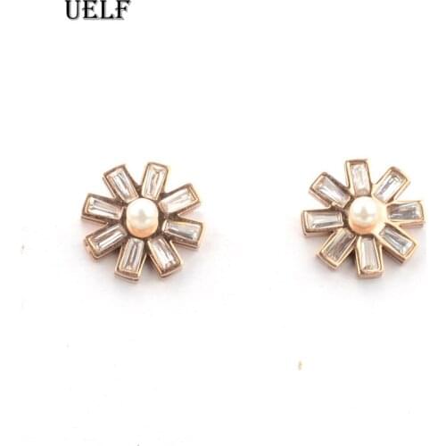 Uelf Korean Style Cute Flower Stud Earrings For Women 2019 New Fashion Sweet Earrings Femme Brinco Wholesale Jewelry