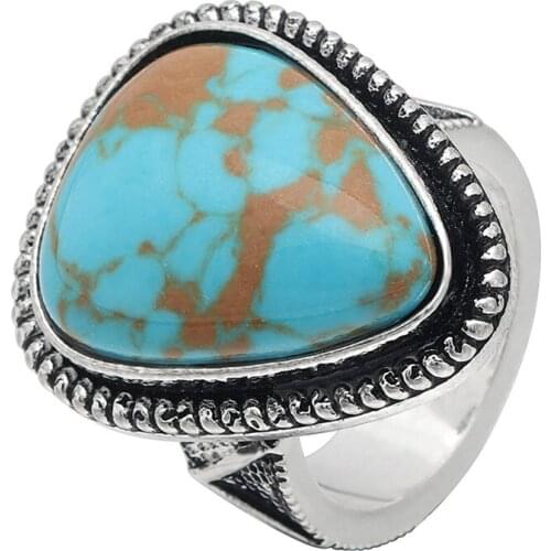 X-Jue 2019 New Vintage Fire Opal Finger Rings For Women Silver Color Ring Set Hot Sale Jewelry For Party Wedding Engagement Gift