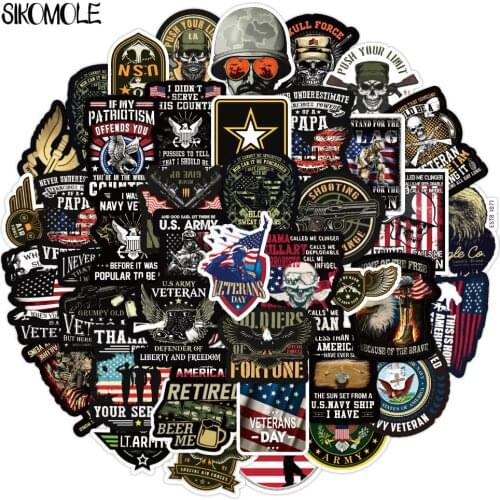 50PCS Commemorative Veteran America Retro Stickers For Laptop Car Pad Luggage Phone Bicycle Waterproof Graffiti Sticker F3