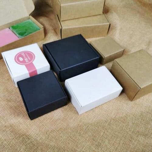 10Pcs/lot Small Kraft Paper Packaging Box, Black White Paper Cardboard Gift Boxes for jewelry, mini brown paper soap box