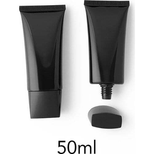 10pcs Empty 50g Flat Tube Refillable Makeup Hand Cream Black Plastic Bottle 50ml Cosmetic Lotion Packaging Container