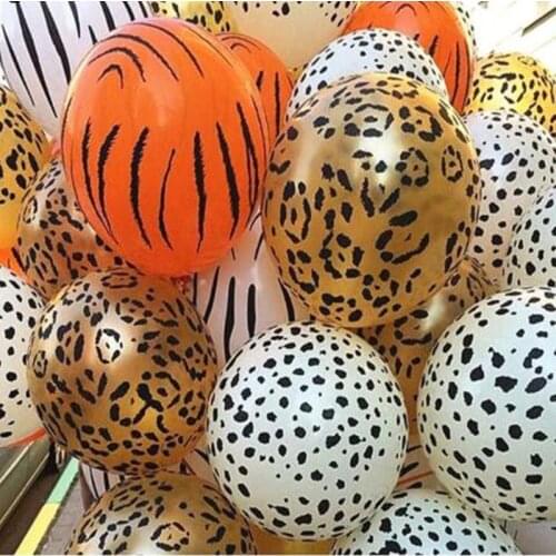 20pcs Animal Printed Cow Tiger Zebra Leopard Latex Balloon Jungle Safari Theme Wedding Kids Birthday Party Baby Shower Decor