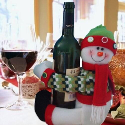 2020 Cute Cartoon Christmas Red wine bottle set cover bag Santa Claus Snowman creative Hand knitwear home dinner Decoration gift